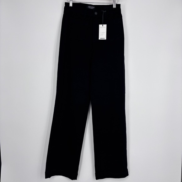 Judy Blue Denim - Judy Blue High Waist Patch Pocket Straight Fit Jeans Womens 7/28 Black Wide Leg